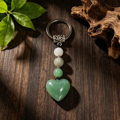Healing Crystal Heart Shape Keychains Set
