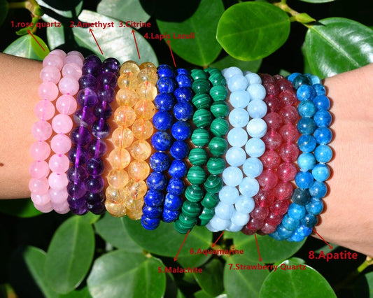 70 Kinds Of 6MM/8MM/10MM Round Gemstone bracelet- Free Shipping