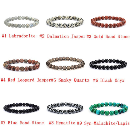 Natural Gemstone Beads Bracelet, Handmade Men Women Stretchy Bracelet, Power Healing Energy Chakra Round Beaded Crystal Bracelet 7.5 inches