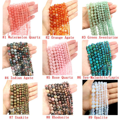 Genuine Natural Gemstone Round Smooth Beads Healing Energy Loose Beads For Bracelet Necklace DIY Jewelry Making Design 4mm 6mm 8mm 10mm 12mm