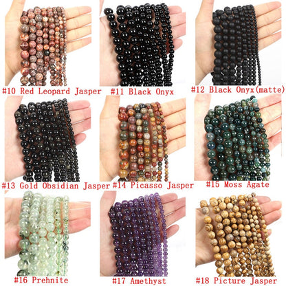 Genuine Natural Gemstone Round Smooth Beads Healing Energy Loose Beads For Bracelet Necklace DIY Jewelry Making Design 4mm 6mm 8mm 10mm 12mm