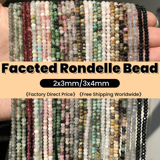 Faceted Rondelle Beads 2x3mm 3x4mm Gemstone/Quartz/Jasper/Agate