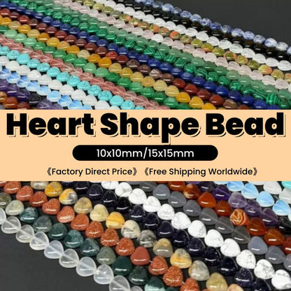 Smooth Heart Shape Beads 10mm/15mm Quartz/Jasper/Agate/Crystal