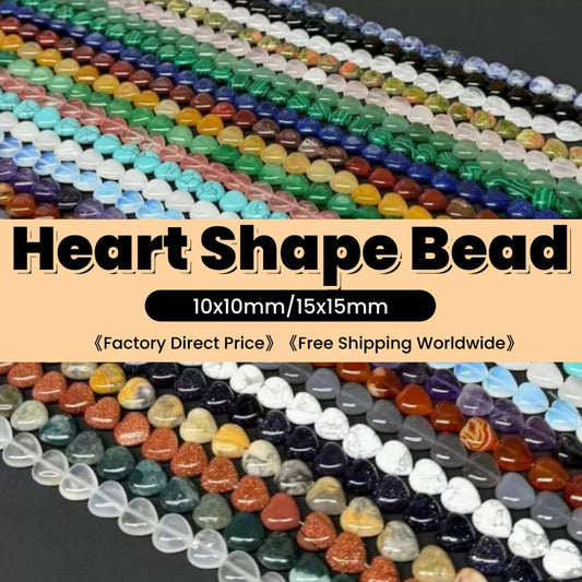 Smooth Heart Shape Beads 10mm/15mm Quartz/Jasper/Agate/Crystal