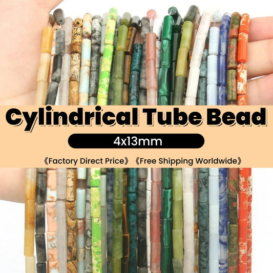 Cylindrical Tube Beads 4x13mm Quartz/Jasper/Agate/Crystal