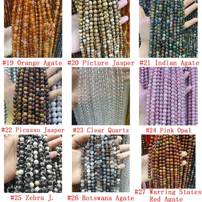 Natural Faceted Gemstone Beads 4mm 6mm 8mm 10mm Cut Stone Round Loose Bead Agate Crystal Quartz Gemstone Spacer Beads for DIY Jewelry Making