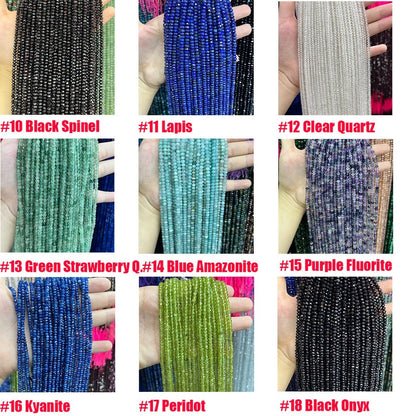 Natural Crystal Agate Stone Faceted Rondelle Beads 2*3mm 3*4-4.5mm Gemstone Rondelle Shape Cut Bead Round Loose Beads for DIY Jewelry Making