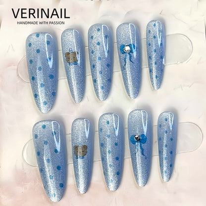 #3 Press-On Nails Box | Handmade | Reusable | Glitter + Gems + Floral | French Tips