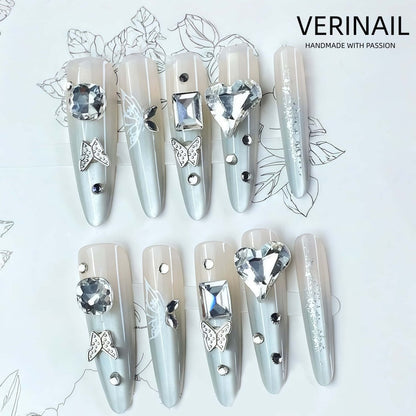 #3 Press-On Nails Box | Handmade | Reusable | Glitter + Gems + Floral | French Tips