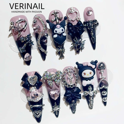 #3 Press-On Nails Box | Handmade | Reusable | Glitter + Gems + Floral | French Tips