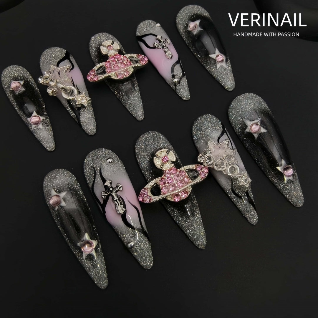 #1 Handmade Press On Nails Gothic nails/Smudged nails/Custom nails