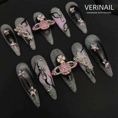 #1 Handmade Press On Nails Gothic nails/Smudged nails/Custom nails
