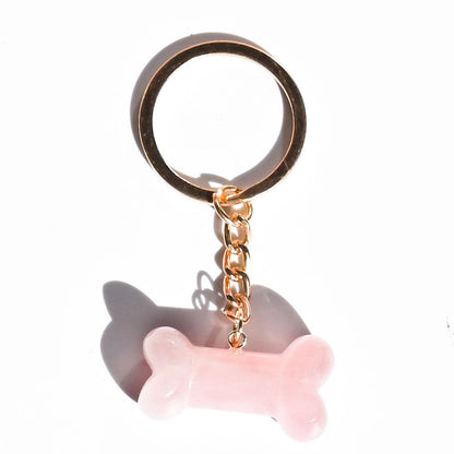 Healing Crystal Dog Bone Keychains Set