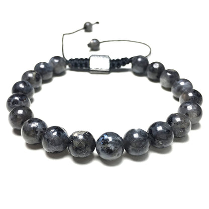 Labradorite Gemstone Beads Bracelet Handmade Round Beaded Bracelet