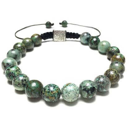 African Turqoiuse Gemstone Beaded Adjustable Braid Rope Handmade Bracelet