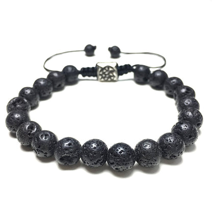 Lava Gemstone Beaded Adjustable Braid Rope Handmade Bracelet