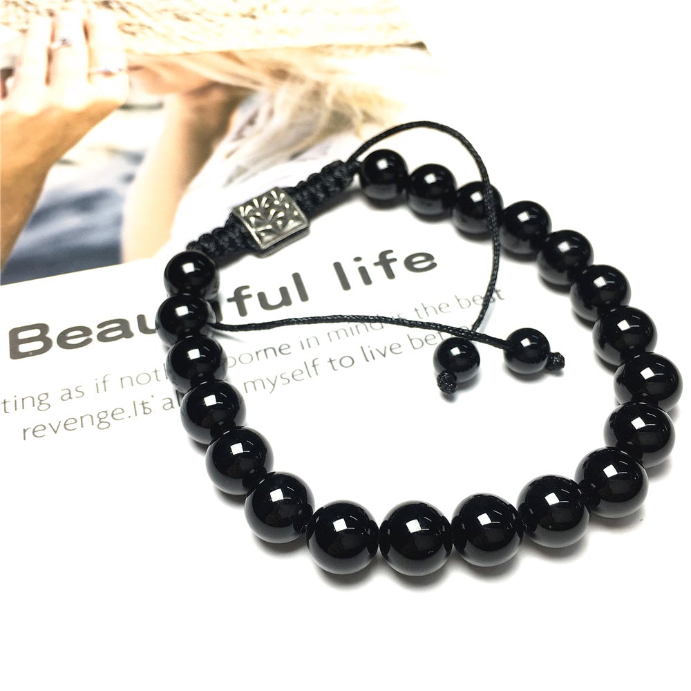 Black Onyx Natural Gemstone Balance Energy Handmade Bracelet