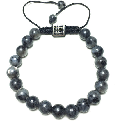 Natural Labradorite Gemstone Adjustable Braid Rope Stone Beads Bracelets