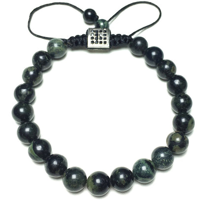 Handmade Natural Kambaba Jasper Genuine Gemstones Adjustable Braid Rope Bracelet