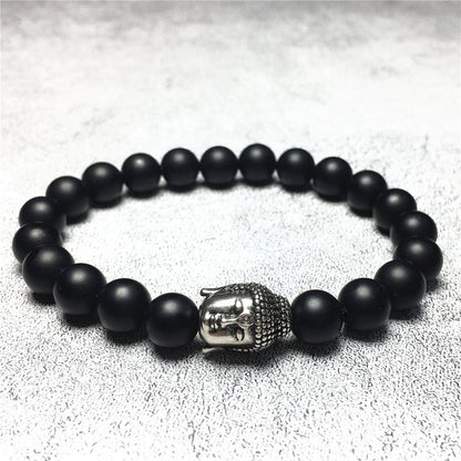 Matte Black Onyx Beaded Bracelets for Men Women Power Gemstone Unisex Adjustable Bracelets
