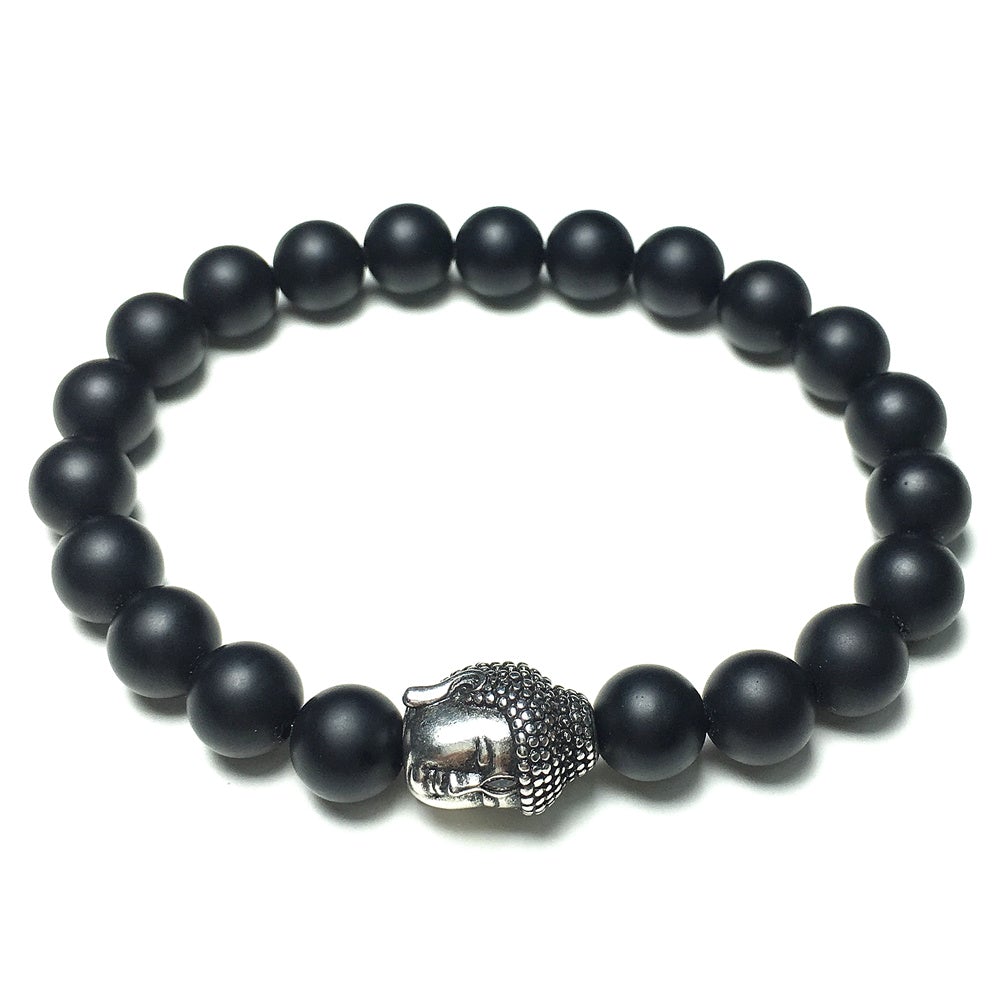 Matte Black Onyx Beaded Bracelets for Men Women Power Gemstone Unisex Adjustable Bracelets