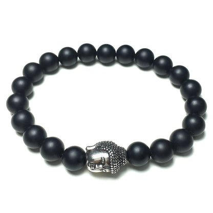 Matte Black Onyx Beaded Bracelets for Men Women Power Gemstone Unisex Adjustable Bracelets