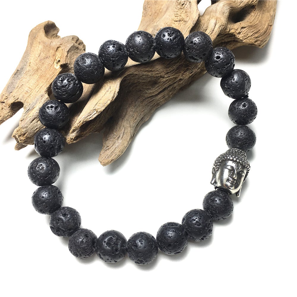 Lava Beaded Bracelets for Men Women Power Gemstone Unisex Adjustable Bracelets