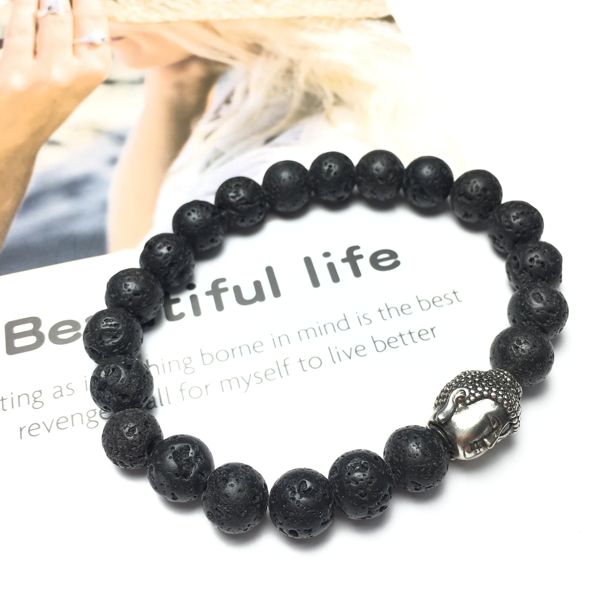 Lava Beaded Bracelets for Men Women Power Gemstone Unisex Adjustable Bracelets