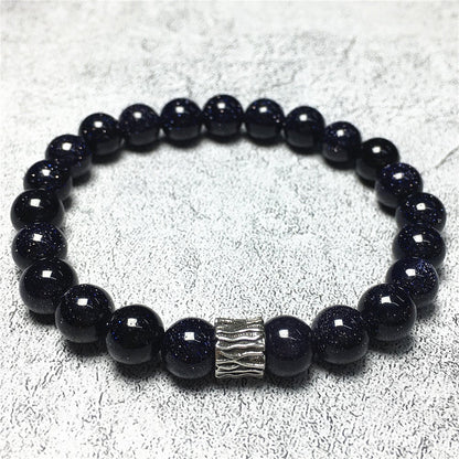 Blue Sandstone Gemstone Beaded Adjustable Handmade Bracelet