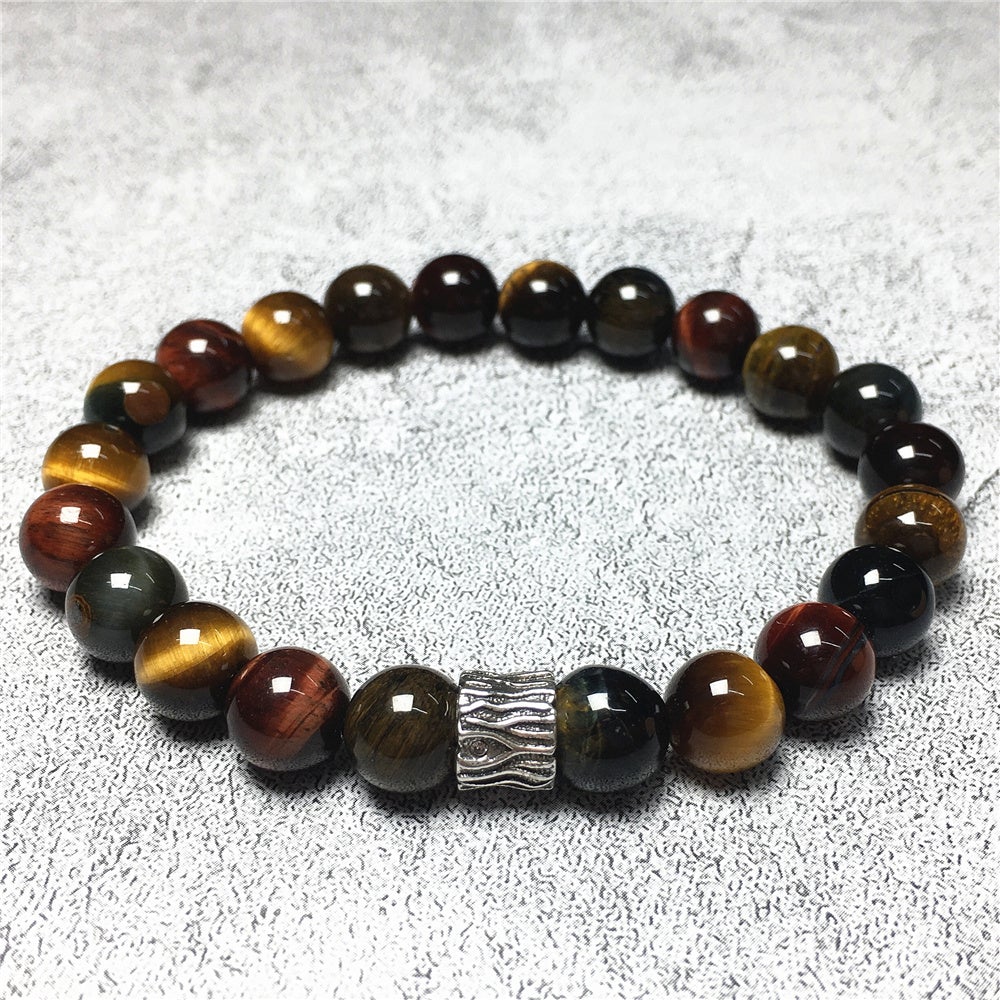 Multi Color Tigereye Gemstone Beaded Adjustable Handmade Bracelet