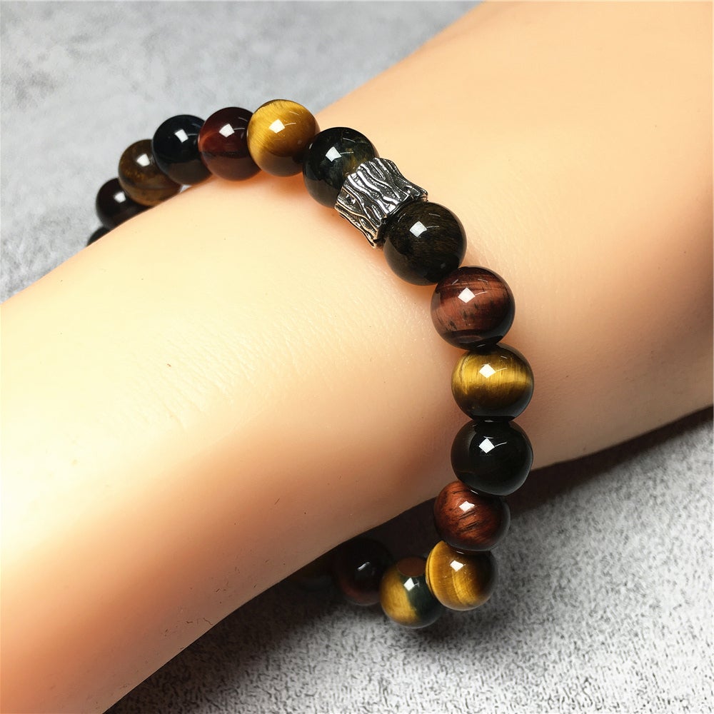 Multi Color Tigereye Gemstone Beaded Adjustable Handmade Bracelet