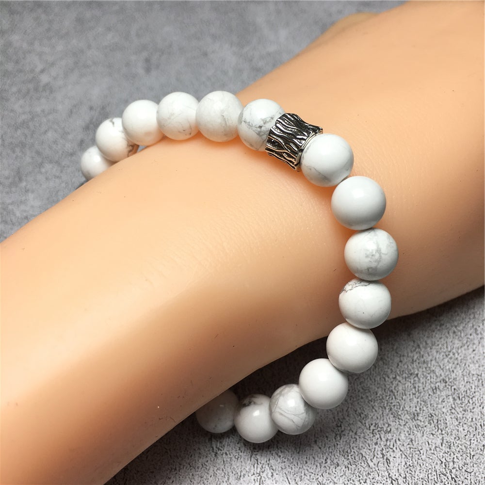 Howlite Gemstone Beaded Adjustable Handmade Bracelet