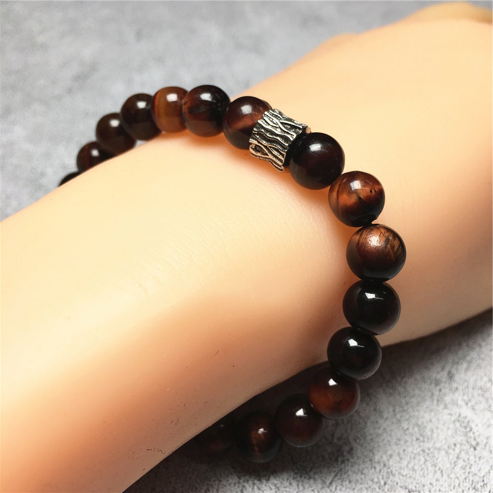 Red Tiger Eye Gemstone Beaded Adjustable Handmade Bracelet