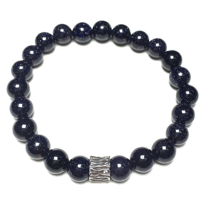 Blue Sandstone Gemstone Beaded Adjustable Handmade Bracelet