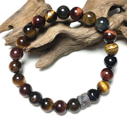 Multi Color Tigereye Gemstone Beaded Adjustable Handmade Bracelet