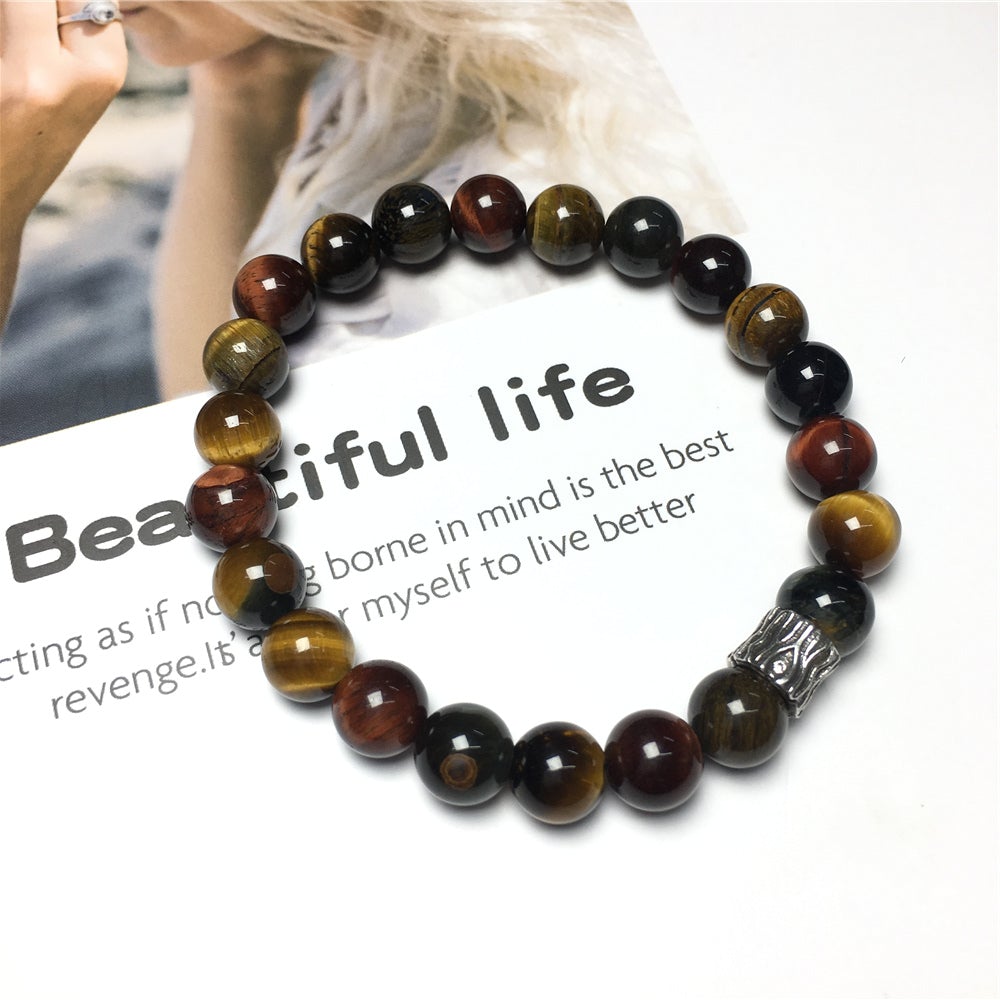 Multi Color Tigereye Gemstone Beaded Adjustable Handmade Bracelet