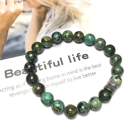 African Turqoiuse Gemstone Beaded Adjustable Handmade Bracelet