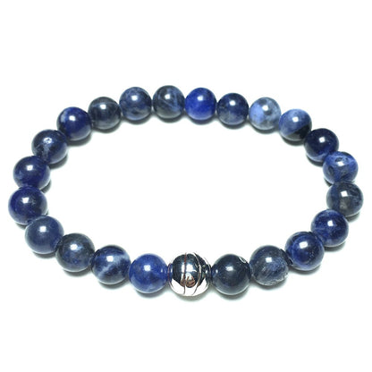 Handmade Natural Sodalite Genuine Gemstones Basketball Charms Beads Bracelet