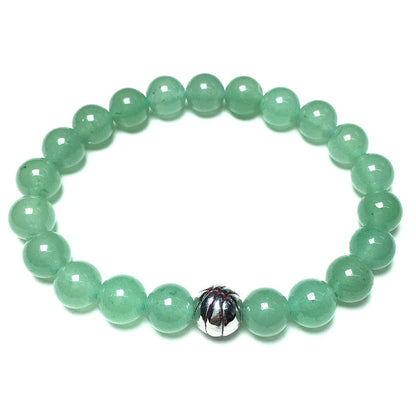 Handmade Natural Green Adventurine Genuine Gemstones Basketball Charms Beads Bracelet