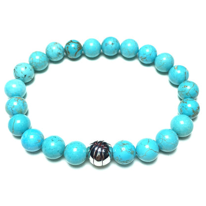 Blue Turqouise Gemstones Handmade Basketball Charms Beads Bracelet