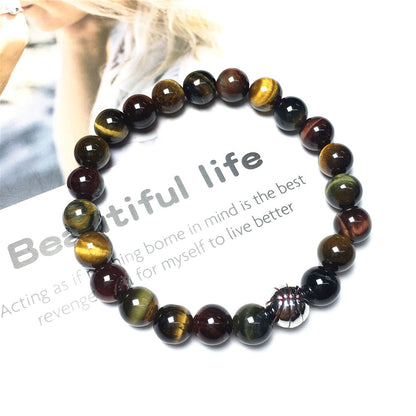 Multi Color Tigereye Gemstones Handmade Basketball Charms Beads Bracelet