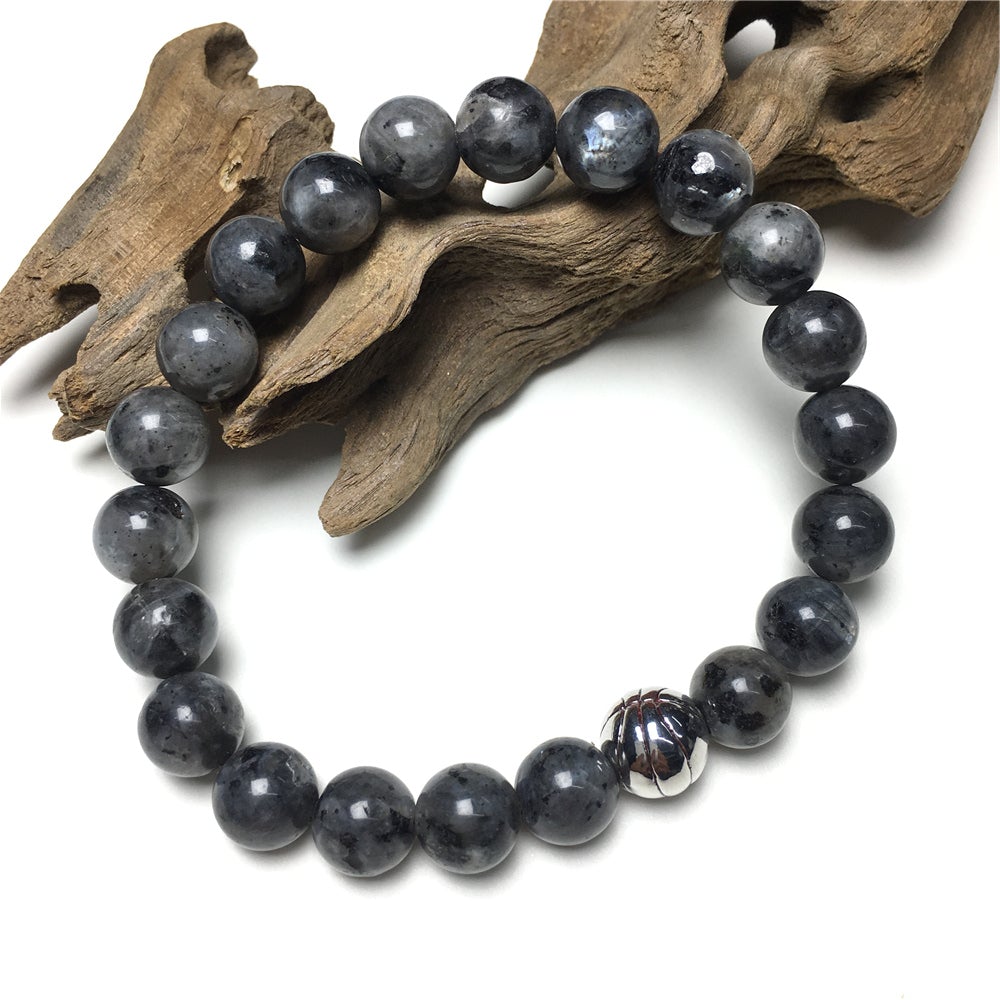 Labradorite Gemstones Handmade Basketball Charms Beads Bracelet