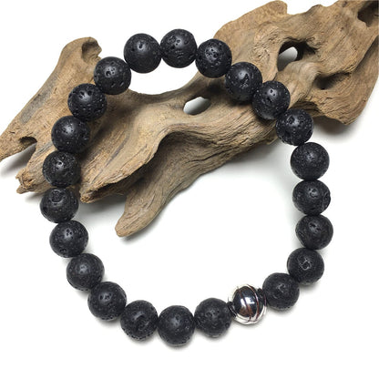 Lava Gemstones Handmade Basketball Charms Beads Bracelet