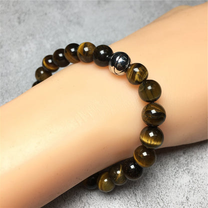 Handmade Natural Tigereye Genuine Gemstones Basketball Charms Beads Bracelet