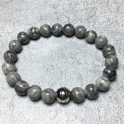 Map Stone Genuine Gemstones Handmade Basketball Charms Beads Bracelet