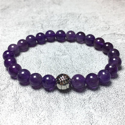 Handmade Natural Amethyst Genuine Gemstones Basketball Charms Beads Bracelet