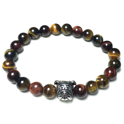 Colorful Tiger Eyes Gemstone Beaded Bracelet Elastic Adjustable Bracelet Bulldog Style