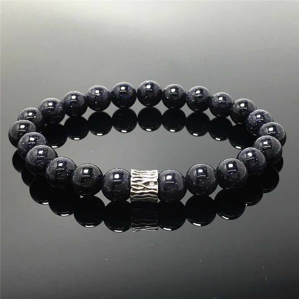 Blue Sandstone Gemstone Beaded Adjustable Handmade Bracelet