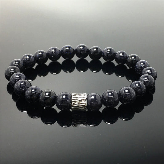 Blue Sandstone Gemstone Beaded Adjustable Handmade Bracelet