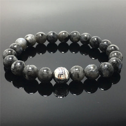 Labradorite Gemstones Handmade Basketball Charms Beads Bracelet